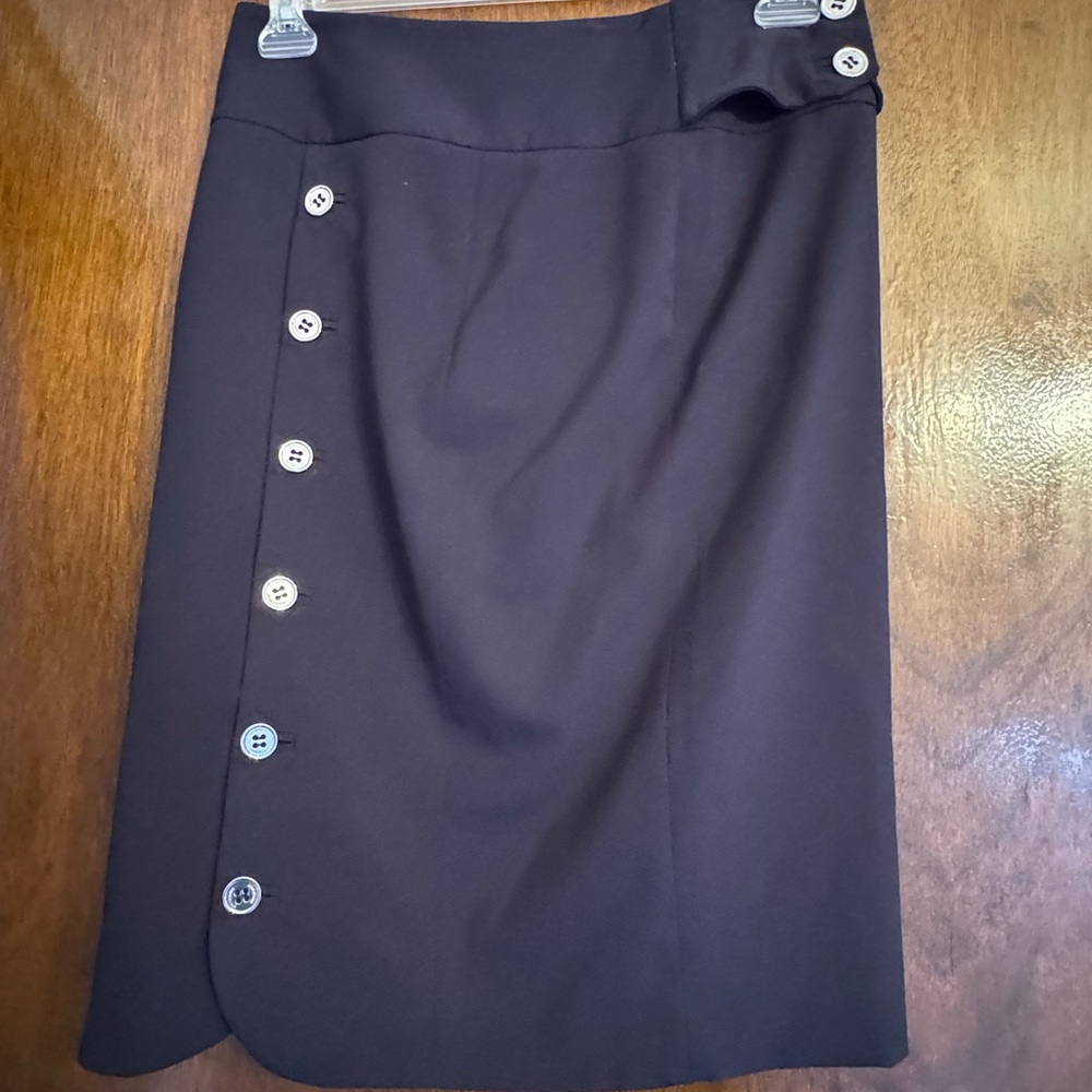 Adrienne Vittadini Dark Navy Button-Accent Pencil Skirt